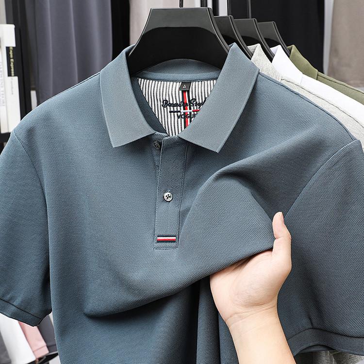 100% Pure Cotton High-end Luxury Men's Embroidered Summer Comfortable Breathable Polo Shirt, Daily Business Casual T-shirt Top