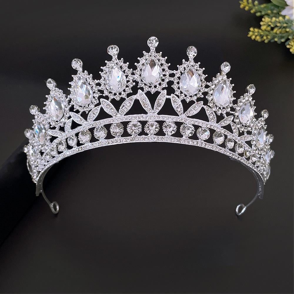 

Stylish Bridal Crown Water Drop Diamond Princess Crown Performance Birthday Tiara Wedding Dress Accessories Crown