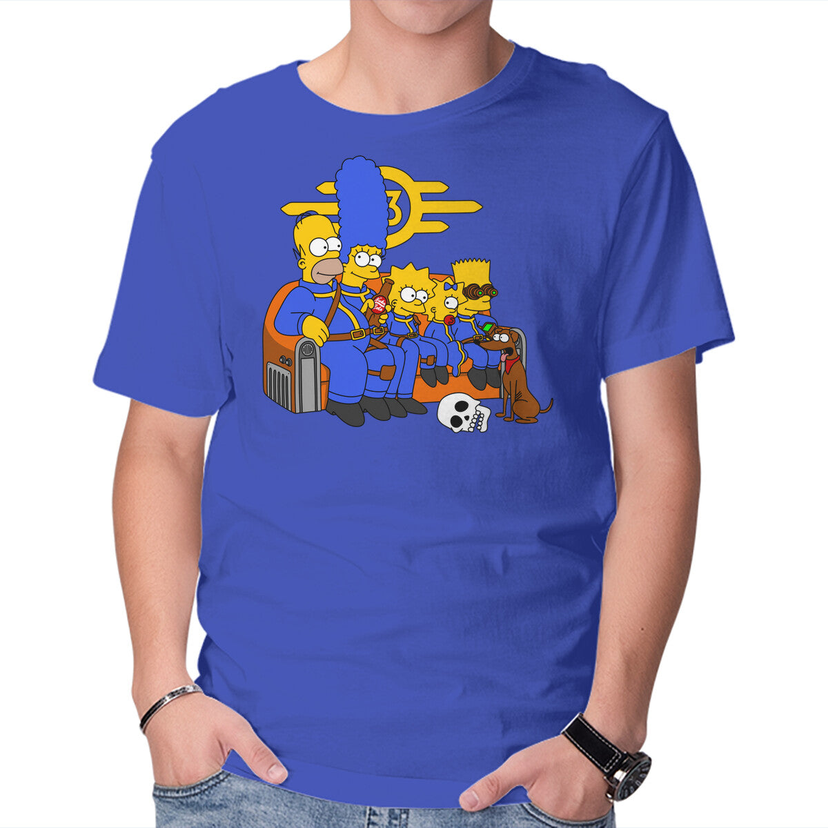 Unisex Crew Neck T-Shirt Nuclear Family Graphic Short Sleeve Casual Tee S