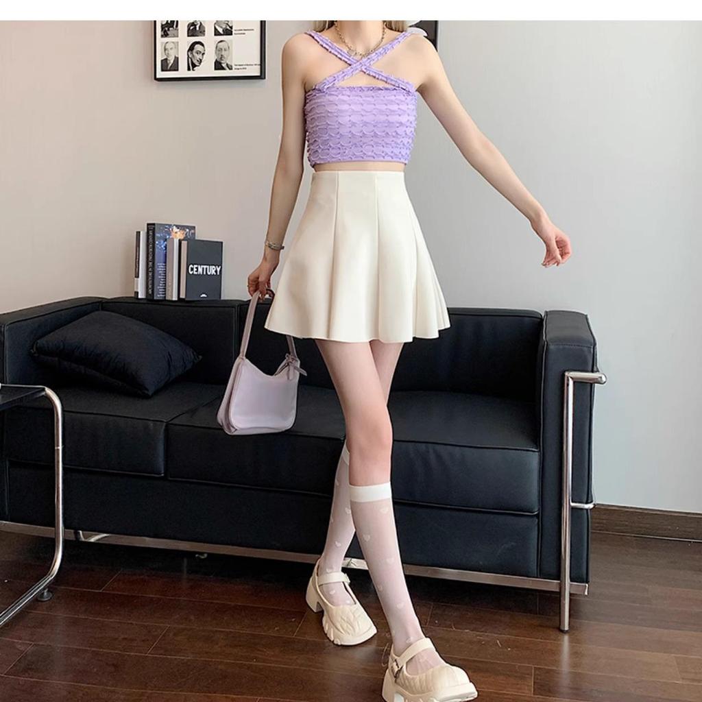 A-line Petite Women's Skirt - 2026 Autumn Academic Style Umbrella Skirt, High-Waisted Slimming Pleated Design