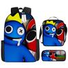 Rainbow Friends Three-Piece Set, Primary And Secondary School Students Satchel, Animation Cartoon Pencil Case, Large Capacity, And Wear-Resistant