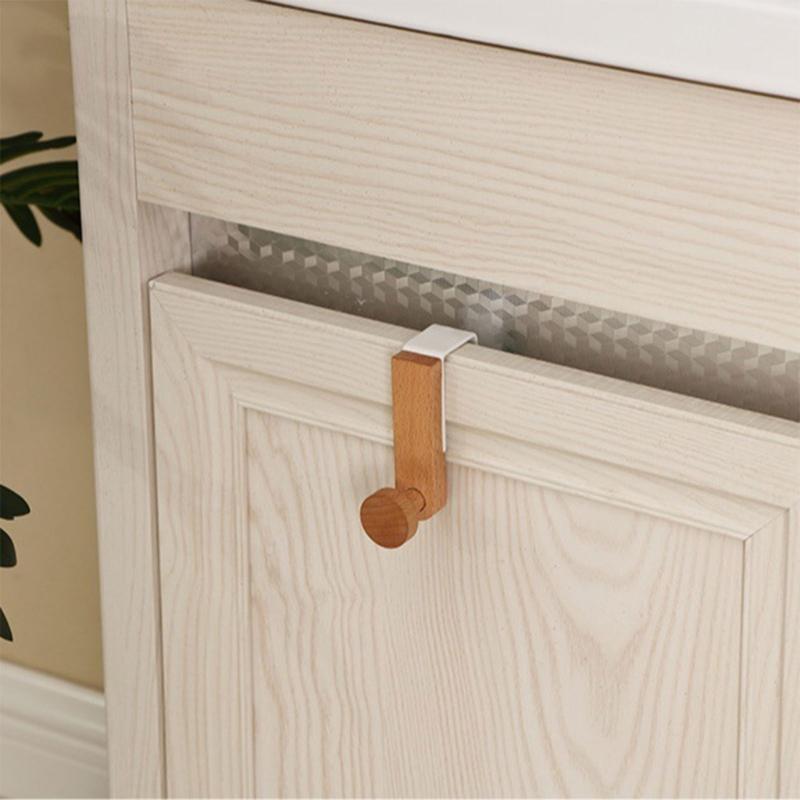 Multiple Purpose Cabinet Hook with Iron & Wood Space Saving Door Mount Hook 4pcs for Hanging Items In Various Rooms Saving