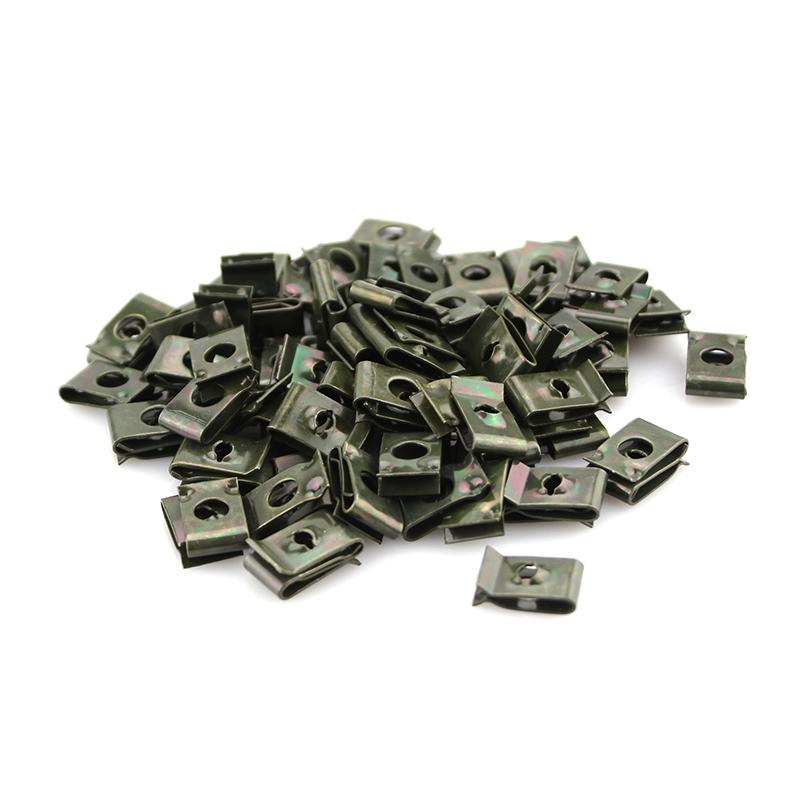 5/100x Car Motorcycle Metal Fastener Clip Screw U-Type Clip Auto Electromobile Anti-rust Protection Clip Buckle Screw Iron Sheet