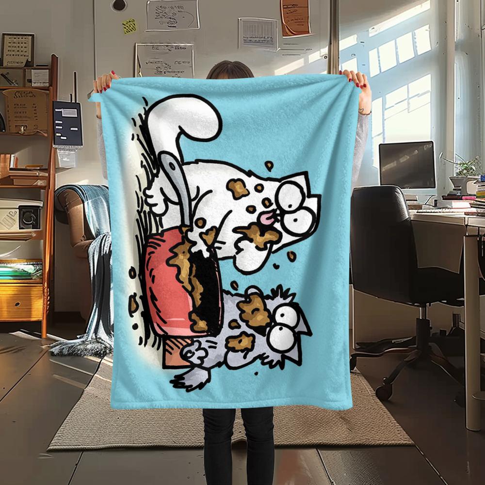 1 Pezzo Coperta in Flanella con Stampa Simon's Cat, Alta qualità Confortevole per Tutte le Stagioni, Decorazione per la Casa, Calore e Comfort, Perfetta per Regali di Natale