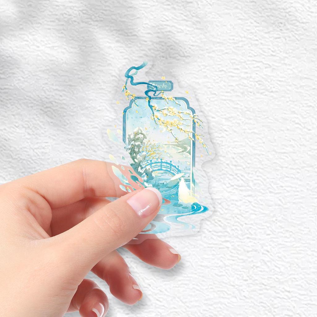 50 Autocolante Transparente Stil Chinezesc: Decor Impermeabil DIY pentru Jurnale & Cana