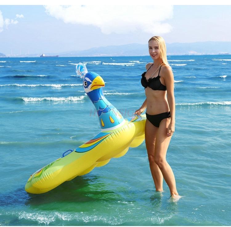 Super Large Peacock Inflatable Ride Aquatic Animal Floating Bed Swim Ring Floating Row Floating Air Cushion Travel Shooting