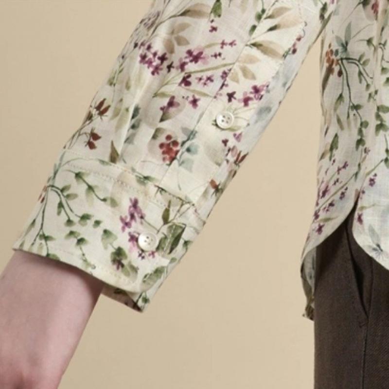 BCBG Floral Linen Blouse B6m3b403