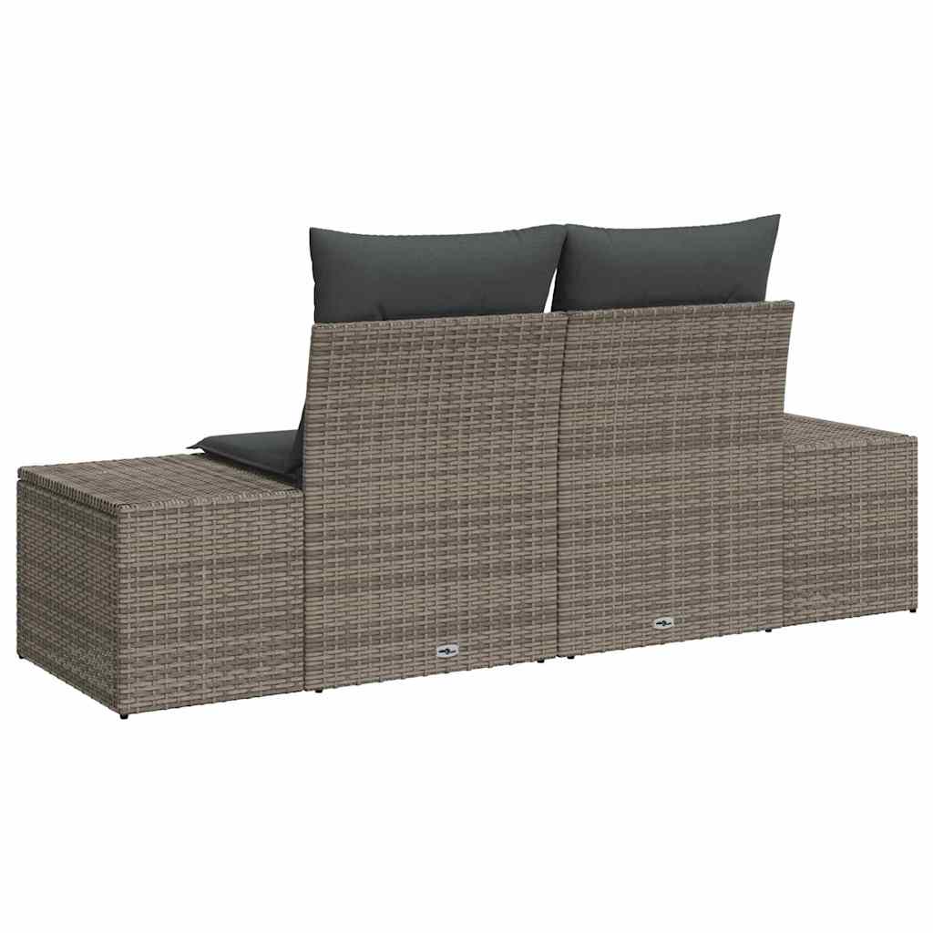 Garden Sofa with Cushions Gray 184 X 62 X 69 Cm Poly Rattan