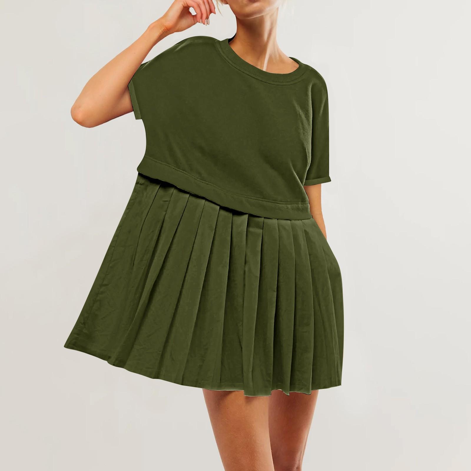 Женское милое плиссированное платье в стиле пэчворк — фото 4