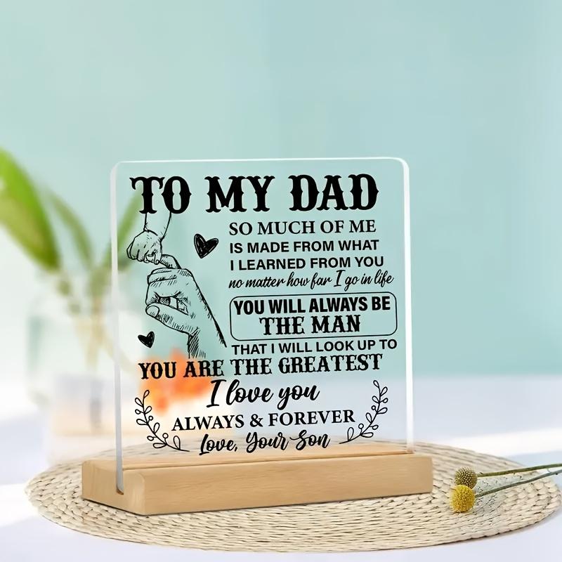 Heart-Holding Acrylic Plaque. Wooden Base, an Inspirational Gift for Dads & Special Occasions.