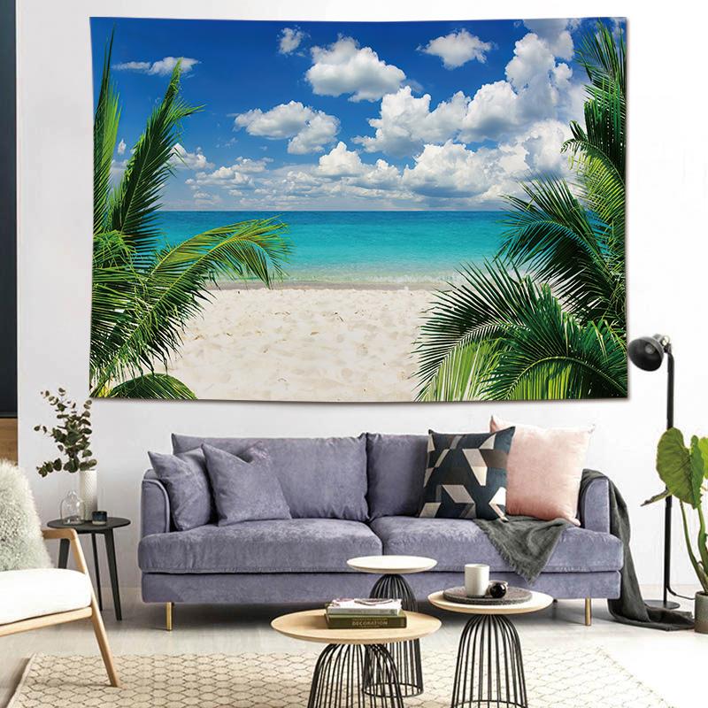 VIKAMA Coconut Tree Palm Tree Tapestry Dormitory Bedside Camping Wind Decoration Ins Room Sea Beach Wallpaper Home Decoration