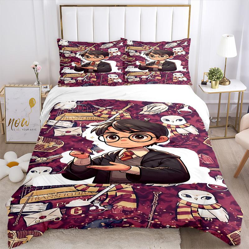 3pcs Harry Potter Duvet Cover Set, 1 Duvet Cover + 2 Pillowcases (No Insert), High-Definition Print for All Seasons,Durable yy251103016