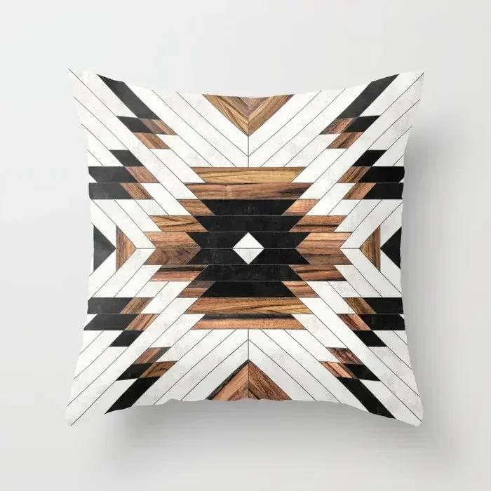 Housses d'oreiller 45x45cm Créatives Texture Bois Marbre Mode Géométrique Coussins Décor de Maison Ferme Canapé Coussins de Jet