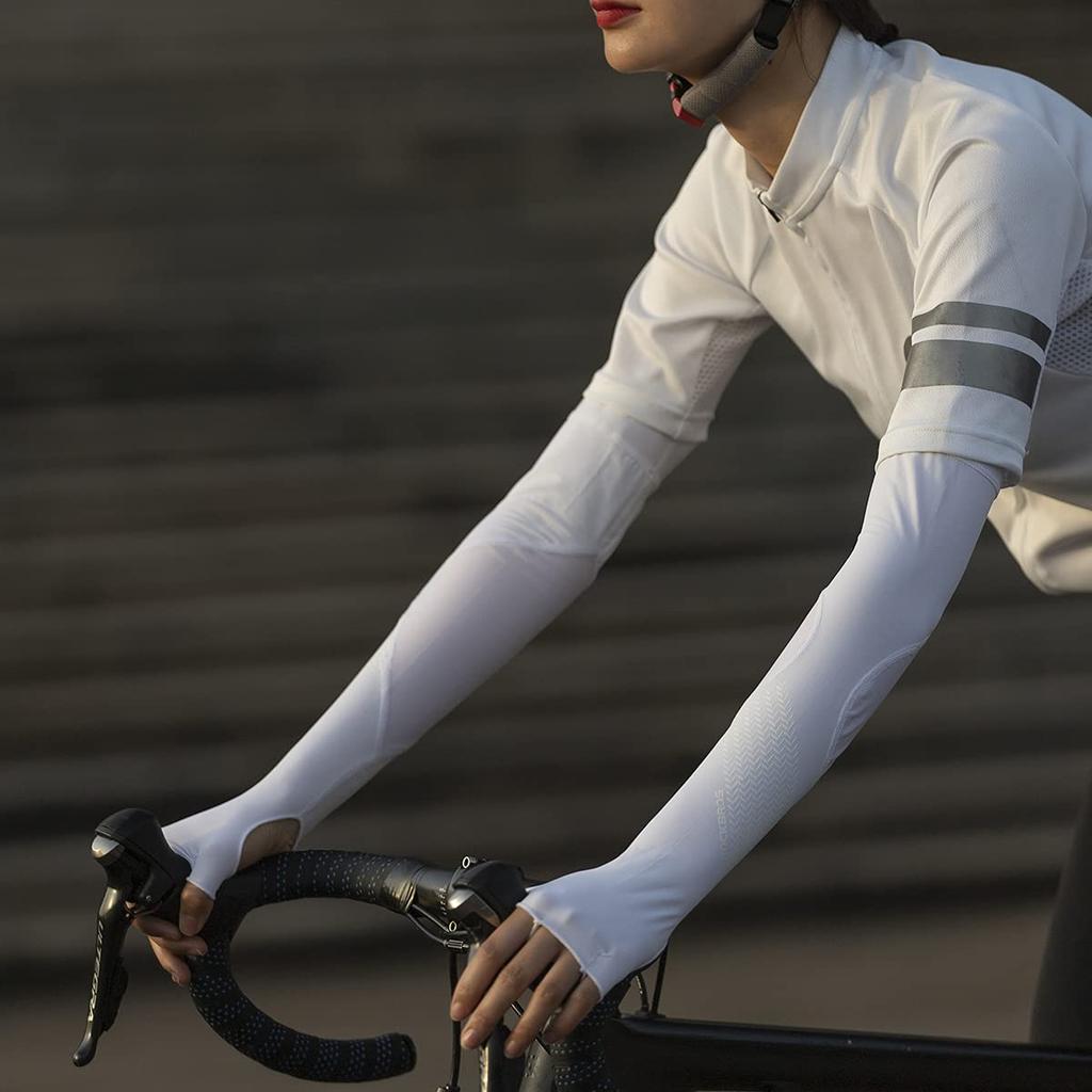 ROCKBROS Arm UV Farm White Covers, Cooling, Protection, Non-Slip, Sweat-Wicking, Quick-Drying, Summer, Sports, Golf, Cycling, Work, Fishing, Baseball,