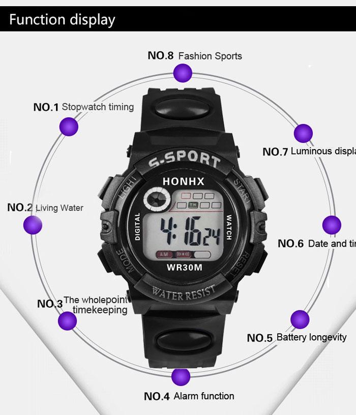 

Многофункциональные мужские цифровые светодиодные кварцевые часы с будильником и датой, спортивные водонепроницаемые часы