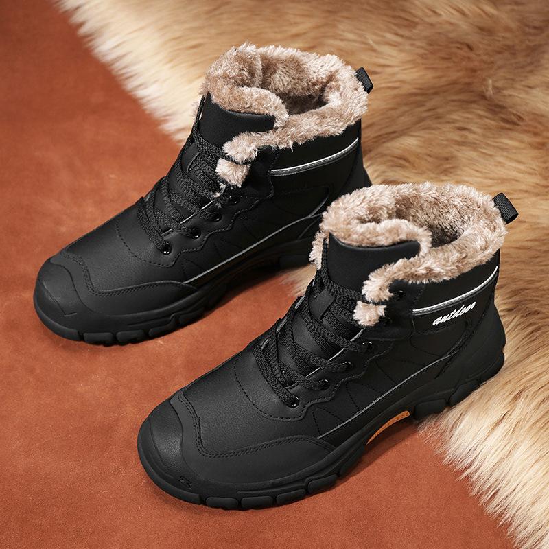 Warm Plus Velvet Men's Cotton Shoes Winter Men's Boots Windproof Snow Boots Comfortable Male Casual Shoes Non-slip Hiking Boots