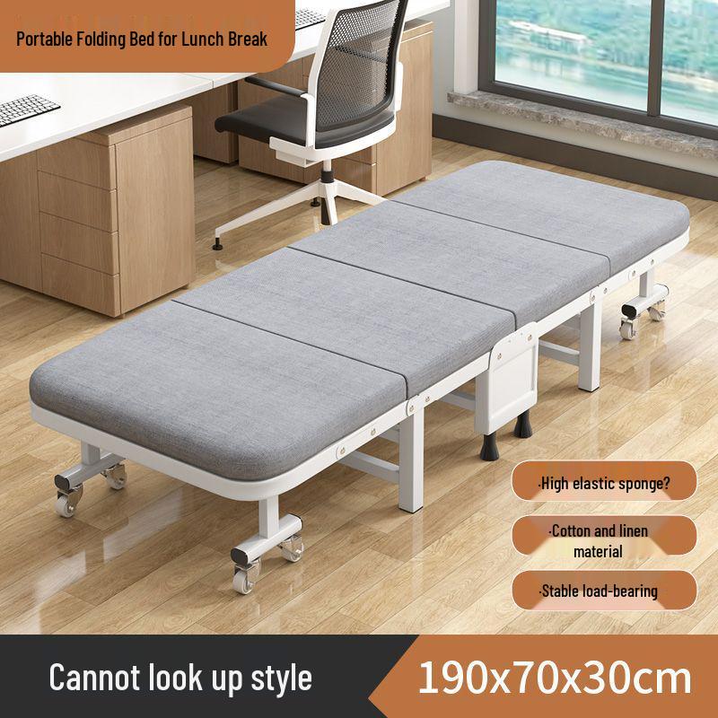 Adjustable Multi-Wheel Folding Bed for Office, Hospital, or Bedroom Use