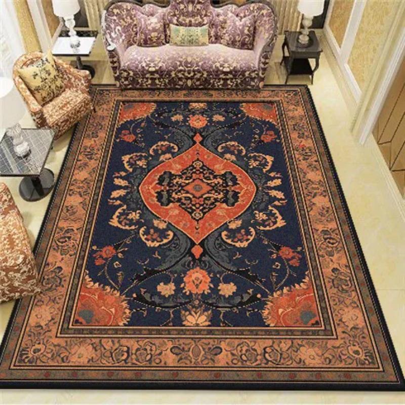 American Retro Carpet for Living Room Decoration Boho Bedside Rugs for Bedroom Large Area Washable Lounge Floor Mat Non-Slip
