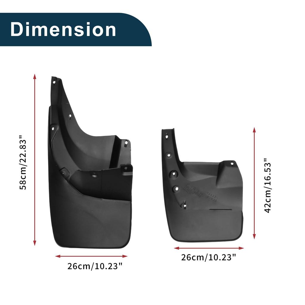 TUCKBOLD Front and Rear Mud Flaps with Mounts for Toyota Land Cruiser Prado FJ150 (2010-2018)