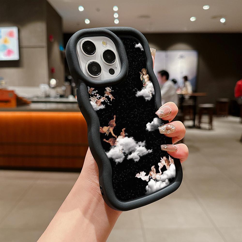 Macaron Soft TPU Phone Case for iPhone 11 12 13 14 15 Pro Max SE X Xs Max XR 6 6s 7 8 14 15 Plus Tecno Camon 19 Realme C35 Cover Ae51 Angel art design