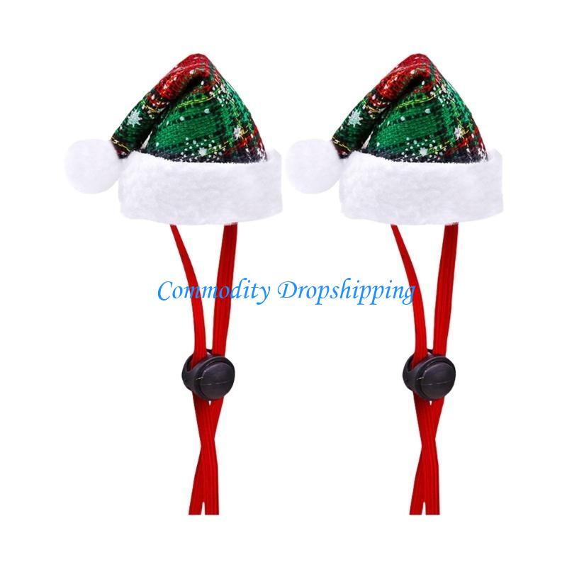 

Y5JC Dog Christmas Hat Plaids Cats Dog Santa Hat Cosplay Costume Pet Accessories 2PCS зелений