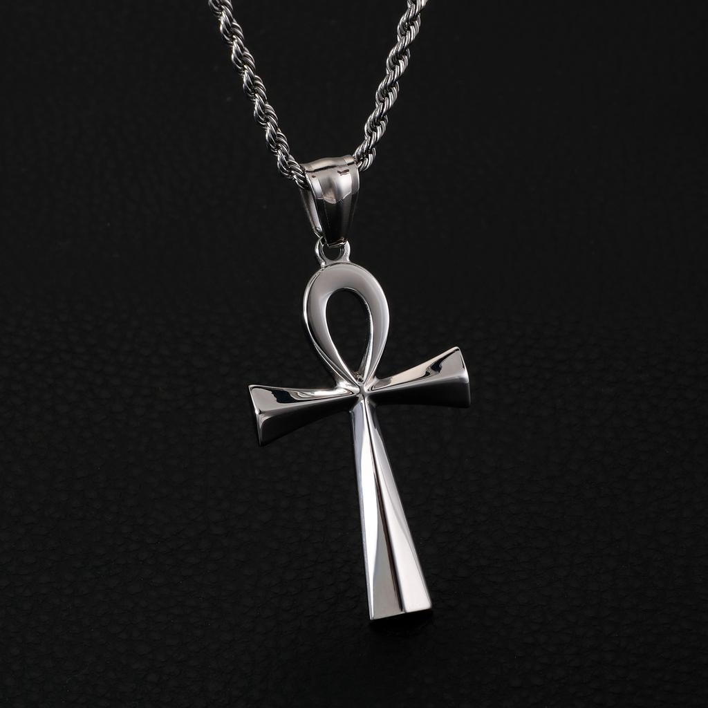 Shiny Golden Stainless Steel Cross Pendant for Men Women Polished 45-60cm Necklace Trendy Party Jewelry Gothic Accessories Gift
