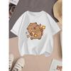 European Sizes Children's Summer Short-Sleeve T-Shirt, Cartoon Print Top for Boys and Girls, Featuring a Cute Design, Suitable for Outings and Daily