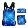 Classic Novelty Merry Christmas 3D Print 3pcs/Set Pupil School Bags Laptop Daypack Backpack Inclined Shoulder Bag Pencil Case