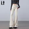 Izzue It Women's High-Waist Slim Flare White Jeans