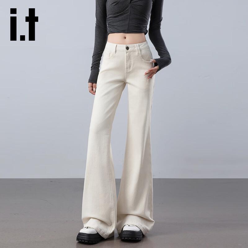 Izzue It Women's High-Waist Slim Flare White Jeans