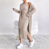 Spot Hot-selling Women's Clothing European Beautiful Women Autumn Fashion Vest Dress Long Sleeve Long Coat Two-piece Set