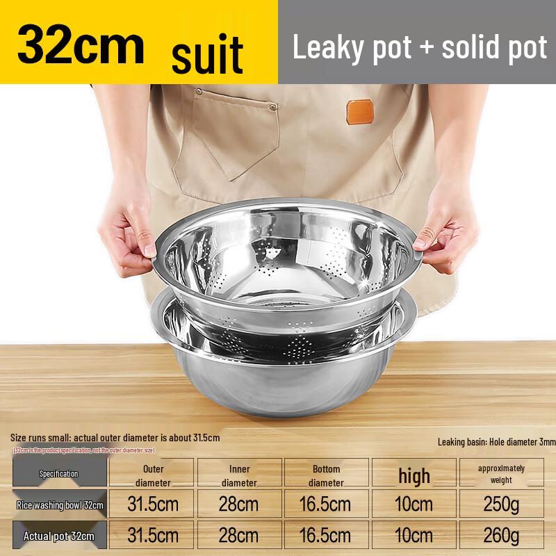 Hanyou 316 Stainless Steel Rice Washing & Draining Basin Set