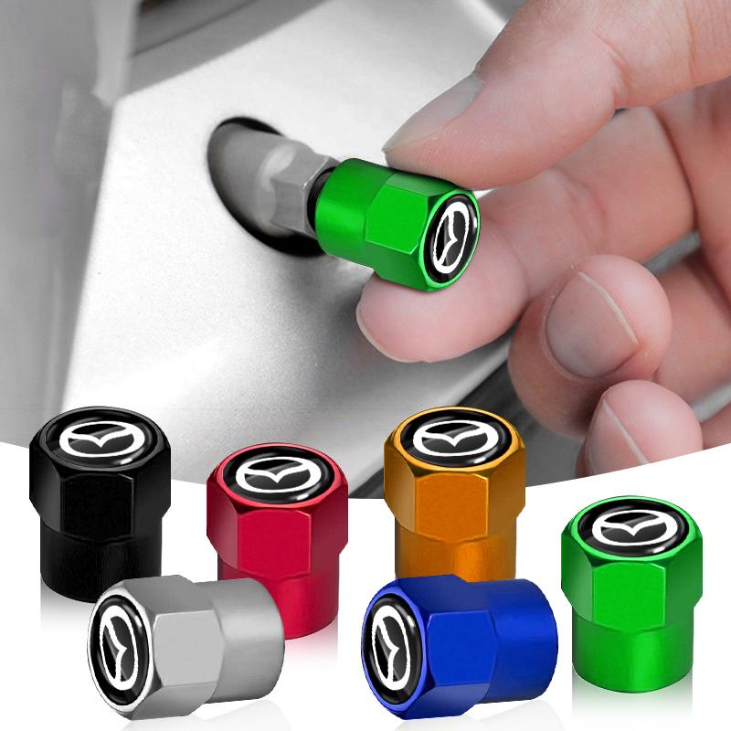 4Pcs/SET Car Valve Stem Caps Cover Waterproof Car Accessories for Mazda 2 3 6 Atenza Axela Demio Atenza MS Goods RX8 CX3 CX5 MP Stem Caps1