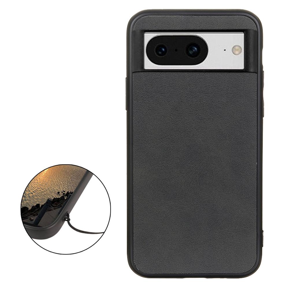 

For Google Pixel 8 Anti-Scratch Hard PC+TPU+PU Leather Phone Case Cowhide Texture Phone Cover Black