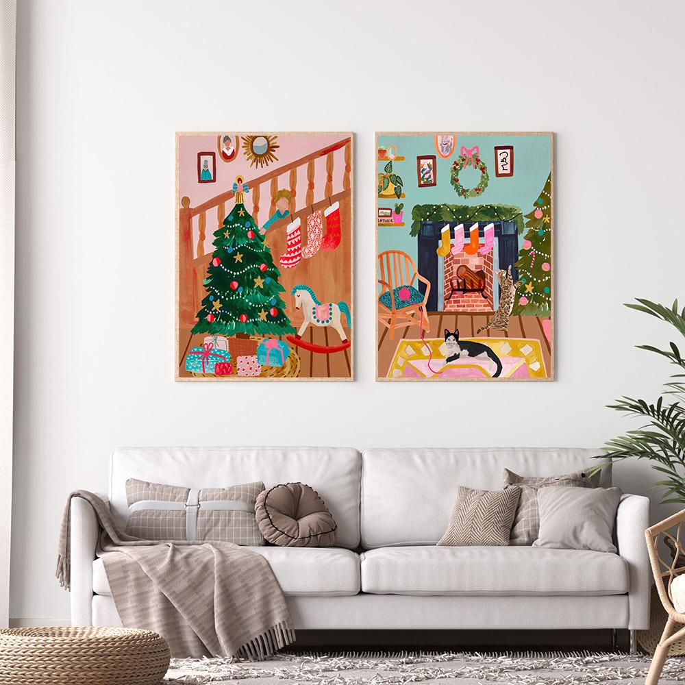 Obraz ścienny na płótnie z motywem choinki Plakaty i wydruki skandynawskie Zima w Nowym Jorku Zdjęcia z podróży do salonu Wystrój domu