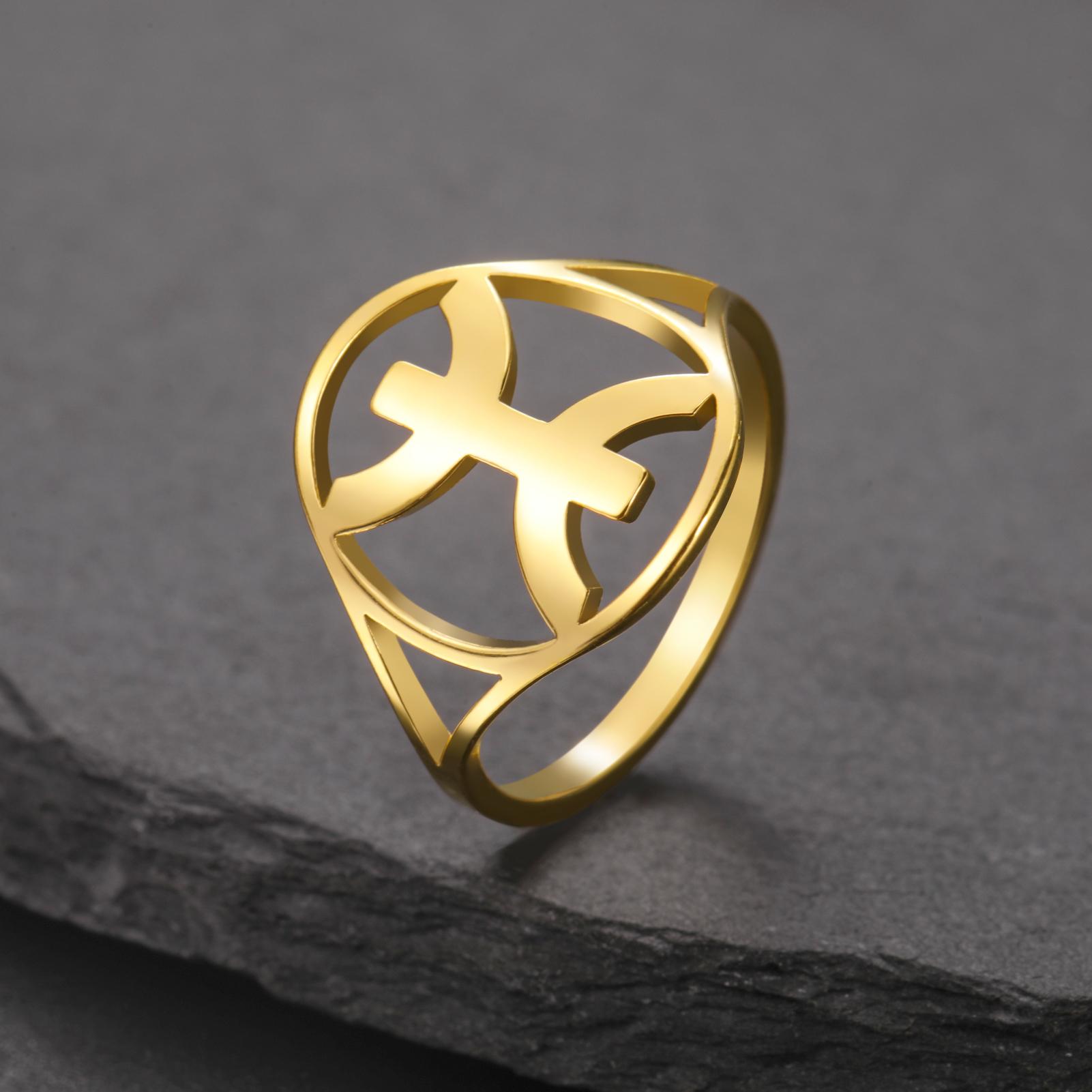 LIKGREAT Amazigh Berber Symbol Fingerring Edelstahl Herren Damen Yaz Afrikanische Ethnische Tribus Religiöses Amulett Schmuck Geschenk 11 beige