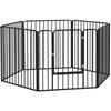 6-Panel Modular Dog Playpen for Indoor and Outdoor, In Steel, 164x83x80 Cm, Black