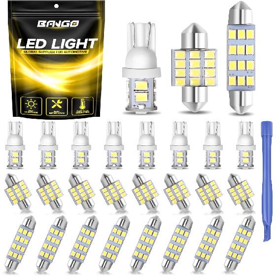 BANGO 24 Pieces Car LED Interior Light Bulbs, Non-Polarity Design with Removal Tool, Suitable for Car Dome Map Door Trunk License Plate Lights, Etc.