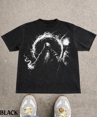 Gothic Wizard Graphic T-Shirt,Retro Medieval Creature Tee,Dark Art Wizard Gothic Shirt,Gothic Y2k Gift,Gamer Aesthetic Shirt