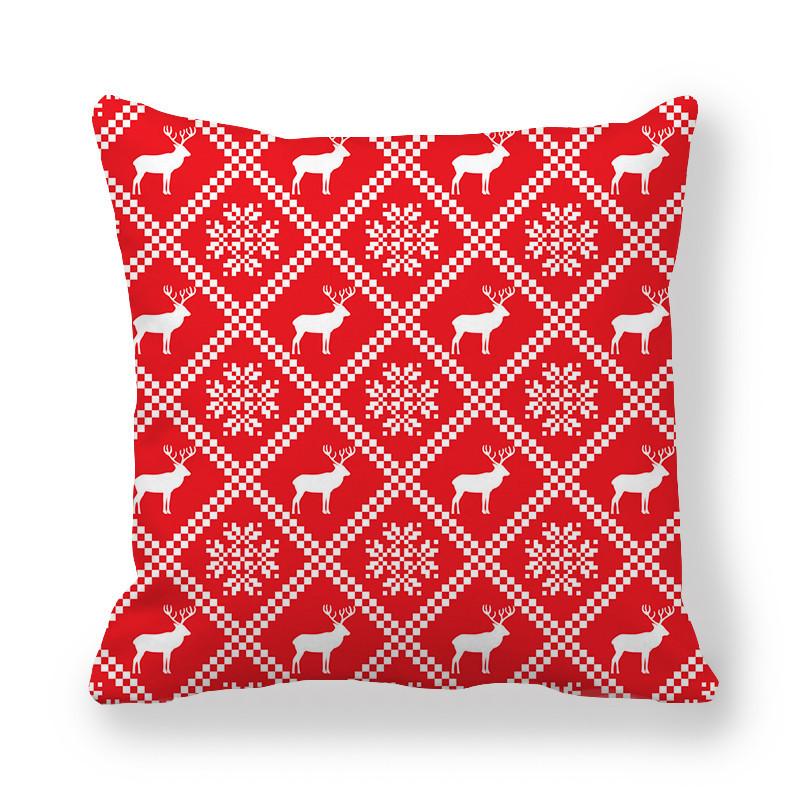 Creative And Unique Christmas Deer Digital Printing Short Plush Pillow Covers For Car Sofa Office Cushion Cover Home Goods