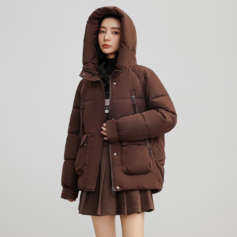 

Модная хлопковая куртка конфетного цвета с капюшоном женская средней длины 2025 зима новая свободная утолщенная теплая короткая куртка 2XL