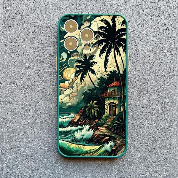 Seaside Coconut Tree Coastal Scenery Phone Case for IPhone 16 15 14 13 12 11 Pro Max Mini X XR XS 15 7 8 Plus Shockproof Covers