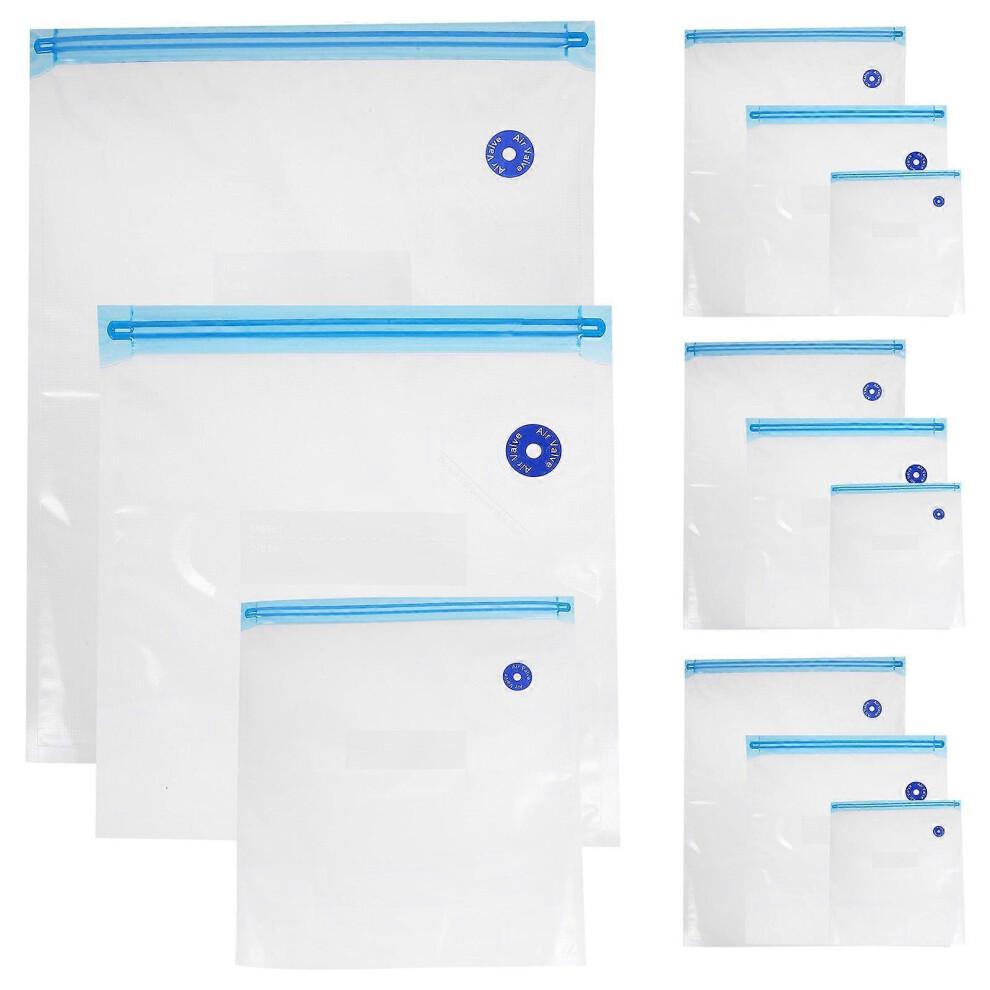 1 Set Reusable Food Vacuum Sealed Bags with Clips Food Storage Bag Vacuum Bags