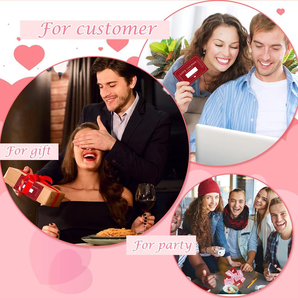 20Pcs Scratch-Off Cards Love Coupons DIY Valentine's Day Party Game Card with Scratch Off Stickers for Wedding Anniversary Gift
