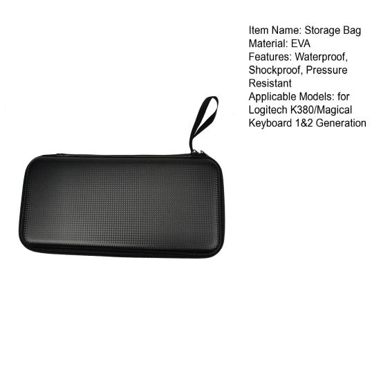 Oppbevaringsveske for tastatur for Logitech K380 Støtsikker Støvtett Vannavstøtende EVA-veske Trådløs