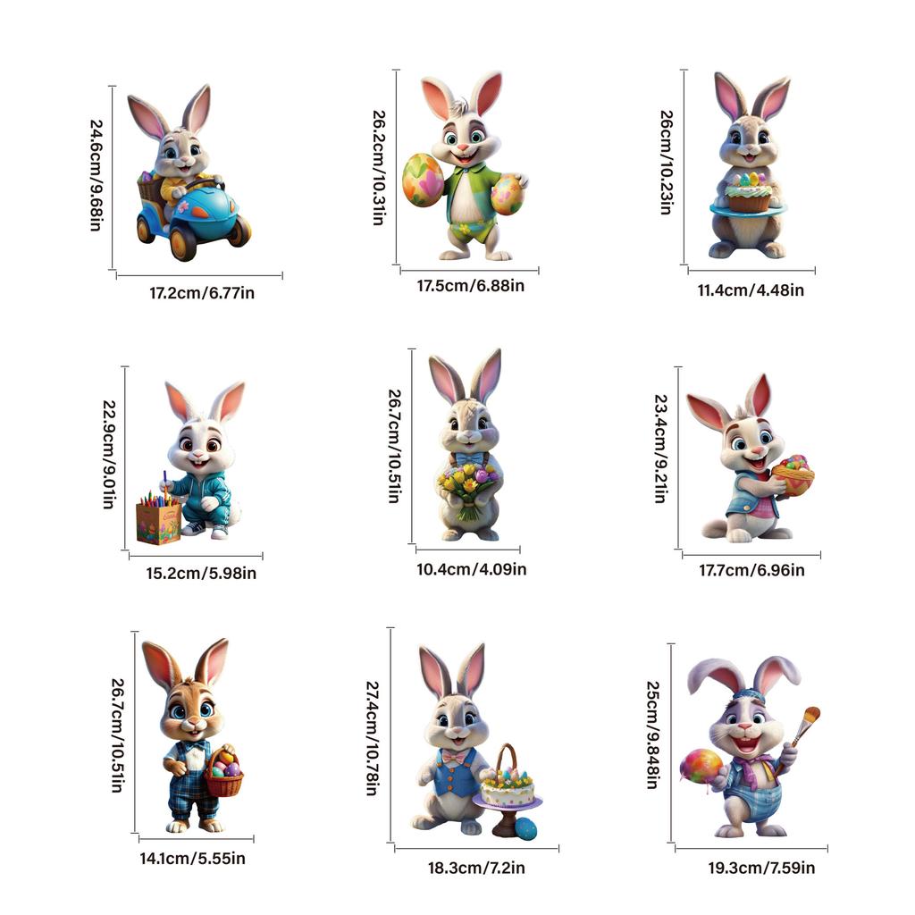 Ostern Statische Haftaufkleber Cartoon Eier Hasen für Fenster Wanddeko Zuhause Feiertagsdekoration