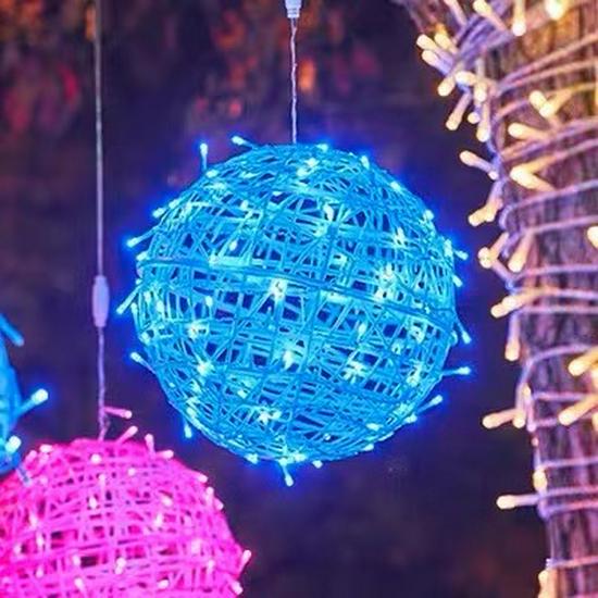Outdoor LED Rattan Ball String Lights for Festivals and Landscape Decor