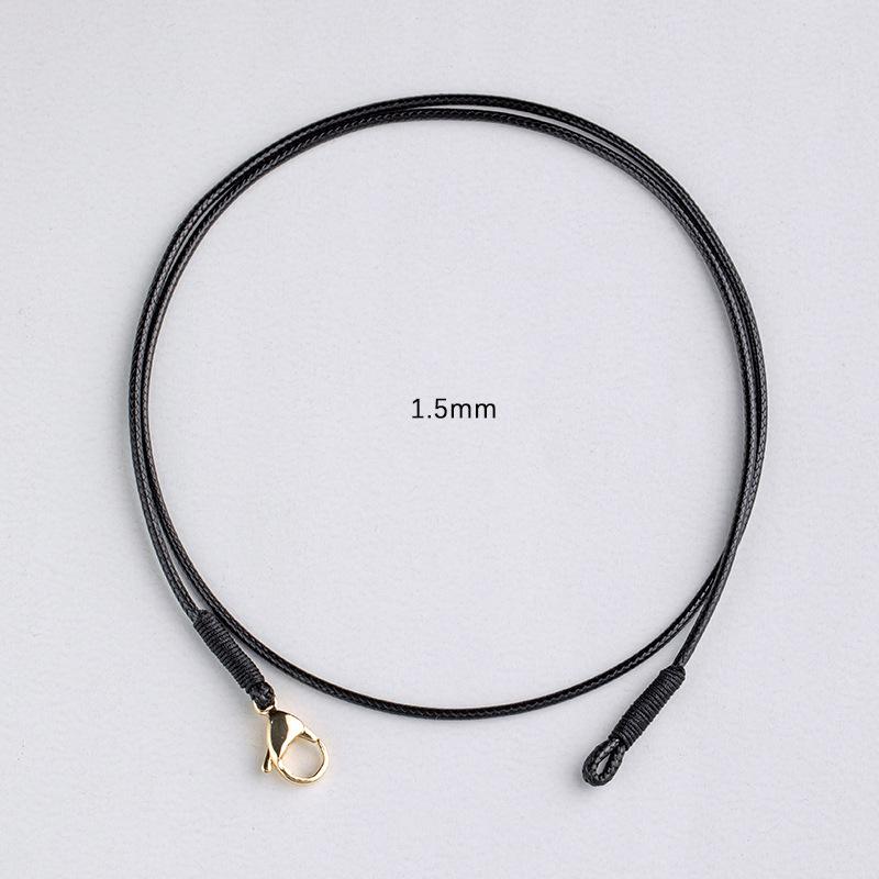 Handmade Black Waxed Leather Necklace with Gold Pendant