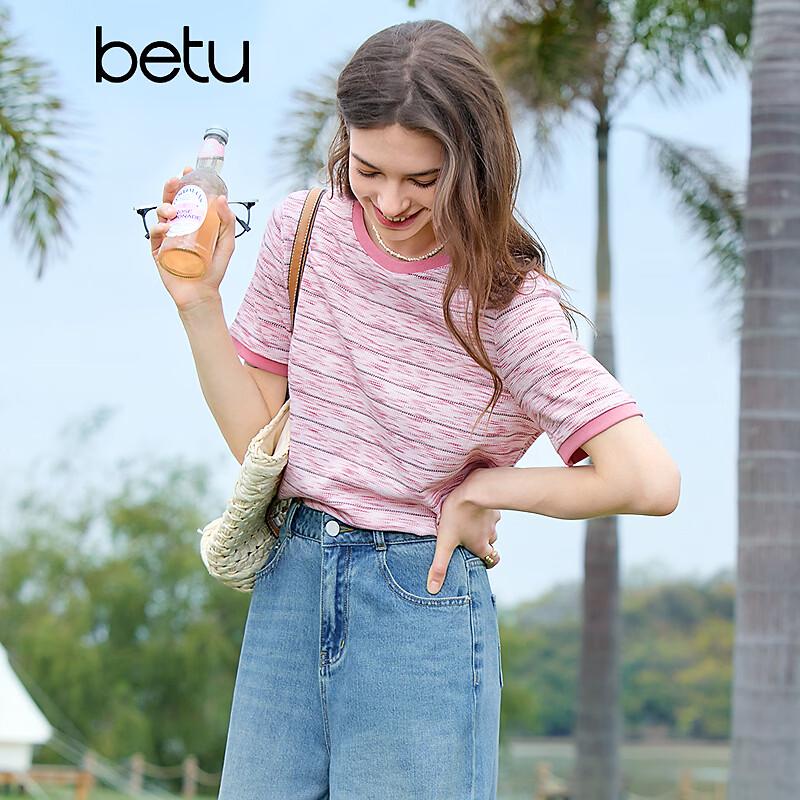 Betu Women s Striped Color-Block Knit T-Shirt M