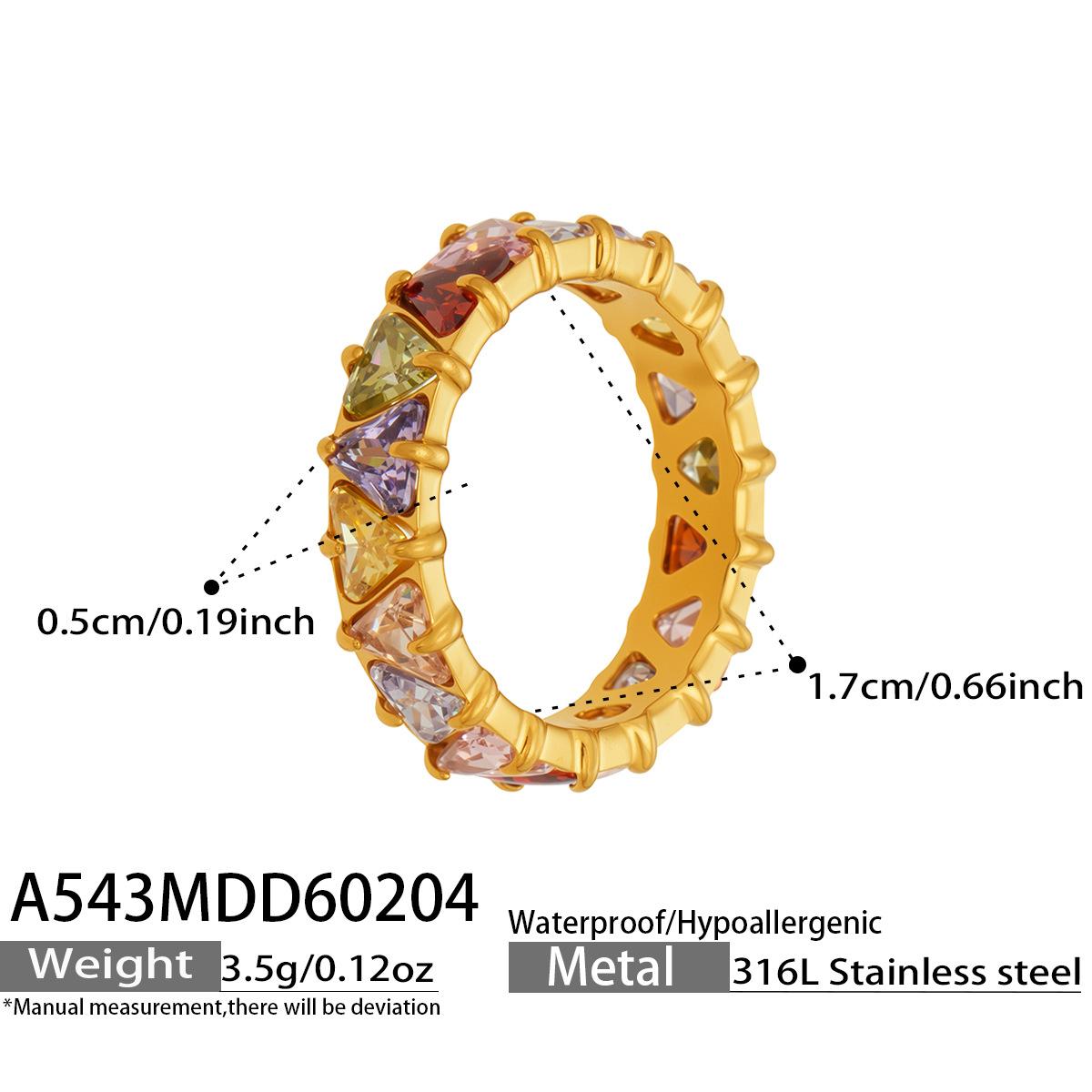 Изысканное кольцо из нержавеющей стали с треугольным цирконием, закрепленным на крапанах, полное покрытие бриллиантами, доступно в нескольких размерах, европейская и американская мода No. 6